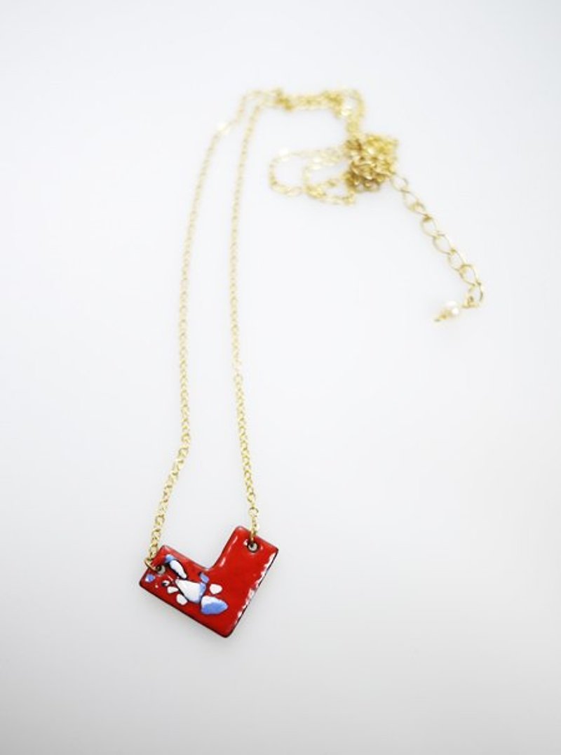Simple Love Enameling Necklace 简单爱造型珐琅项链(红/紫) - 项链 - 其他金属 红色