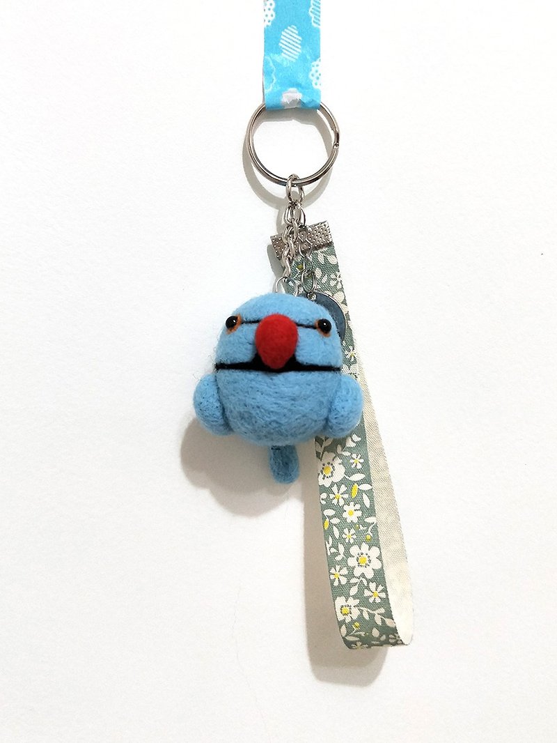Rolia's 手作 蓝月轮鹦鹉羊毛毡 吊饰 (可订制) - 钥匙链/钥匙包 - 羊毛 蓝色