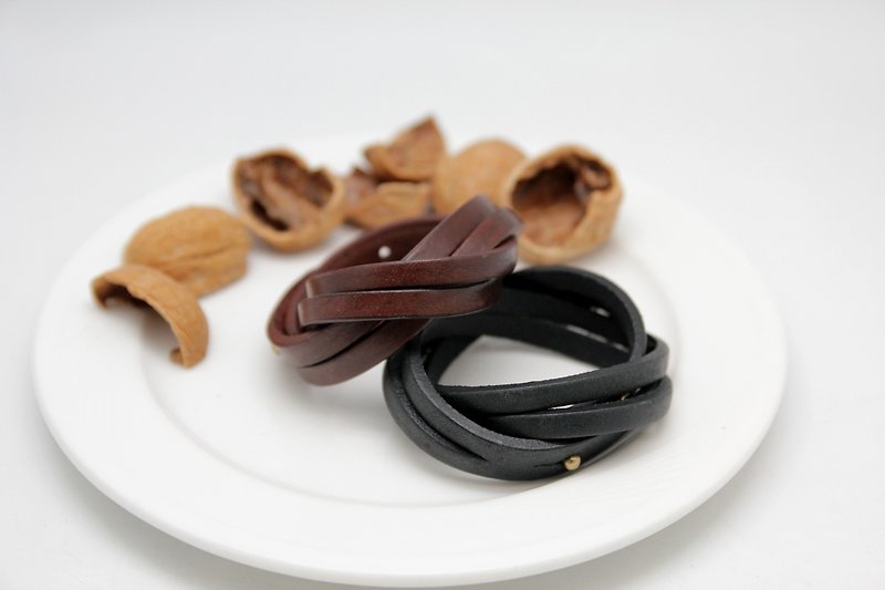 浓情优惠诗篇-chocolate限定色-1.2cm+1.8cm双绕皮革手环组合 - 皮件 - 真皮 黑色