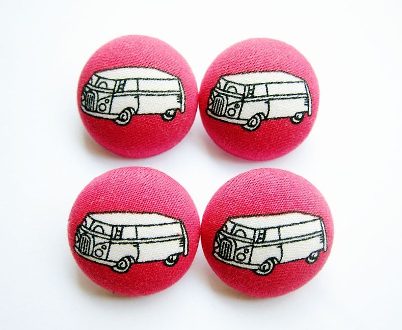 布扣 钮扣 针织 缝纫 手作材料 小巴 巴士 DIY材料 - 编织/刺绣/羊毛毡/裁缝 - 其他材质 粉红色