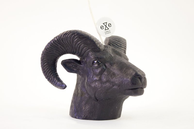 黑色欧洲盘羊造型香氛蜡烛 Mouflon Candle - 蜡烛/烛台 - 蜡 黑色