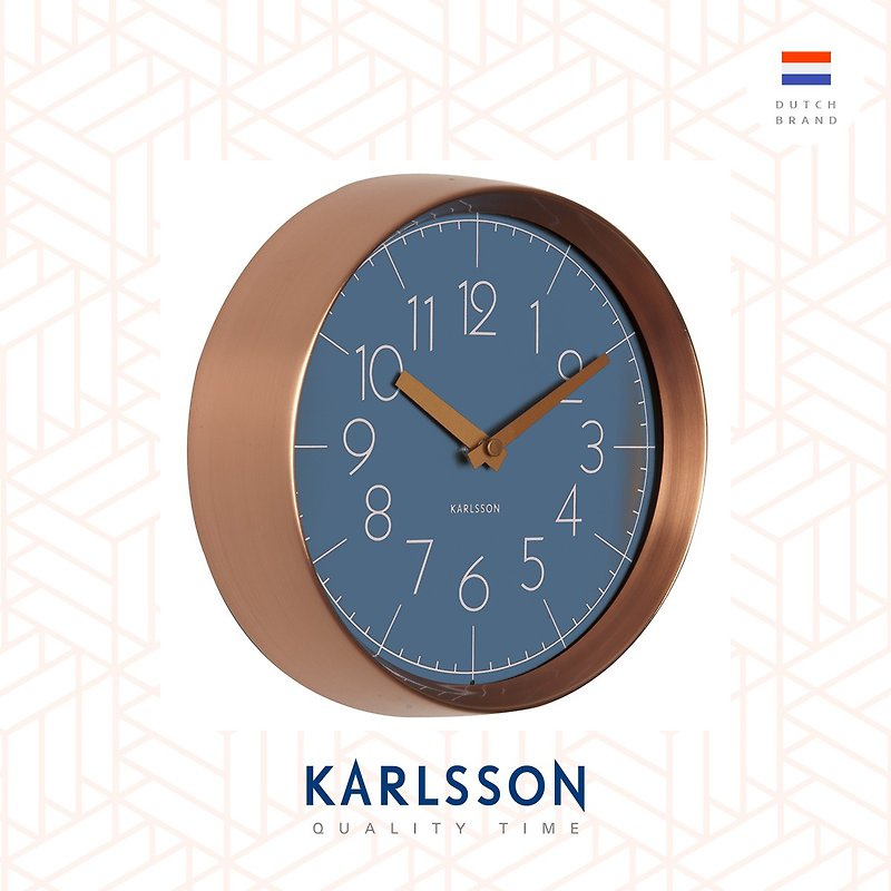 荷兰Karlsson,  铜框凸玻璃挂钟(蓝) wall clock convex - 时钟/闹钟 - 其他金属 蓝色