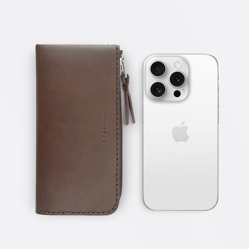 iPhone 拉链手机皮套 / 钱包 -- 深咖啡 - 手机壳/手机套 - 真皮 咖啡色