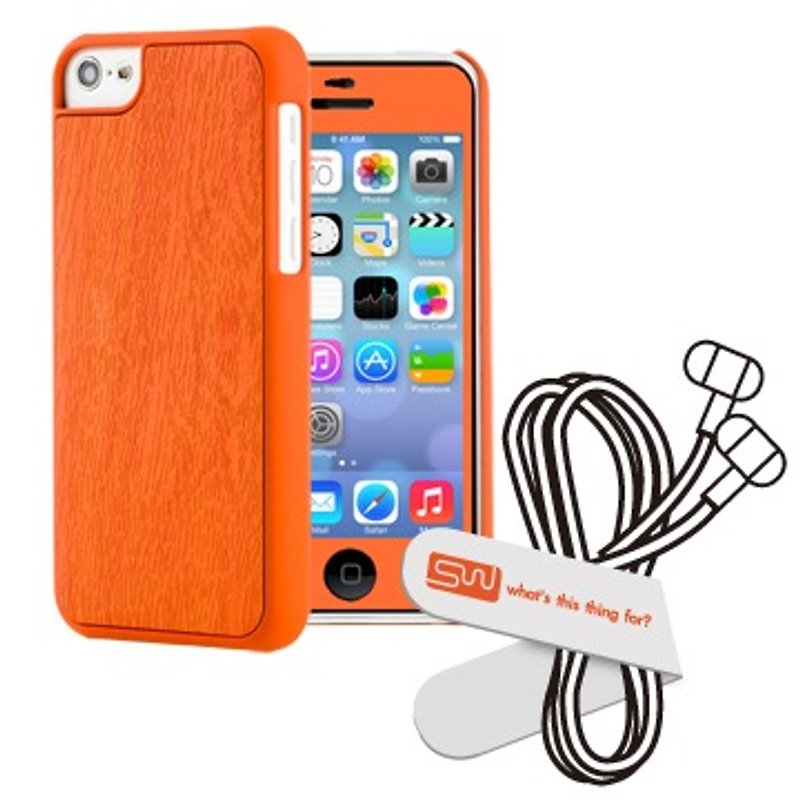 SIMPLE WEAR iPhone 5C 森林系木纹保护壳组合 - 橘 (4716779653472) - 手机壳/手机套 - 木头 橘色