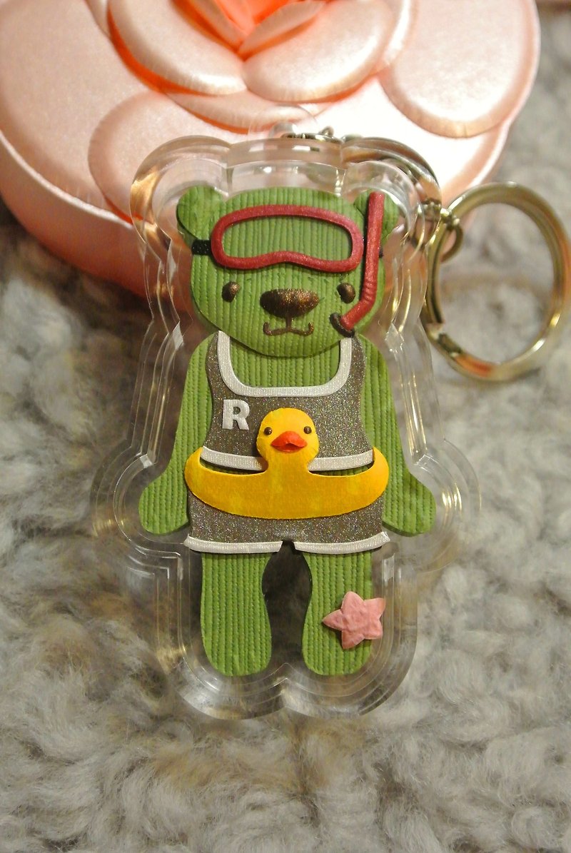 Dumpy Bear 纸雕小熊吊饰NO.5 - 钥匙链/钥匙包 - 纸 绿色