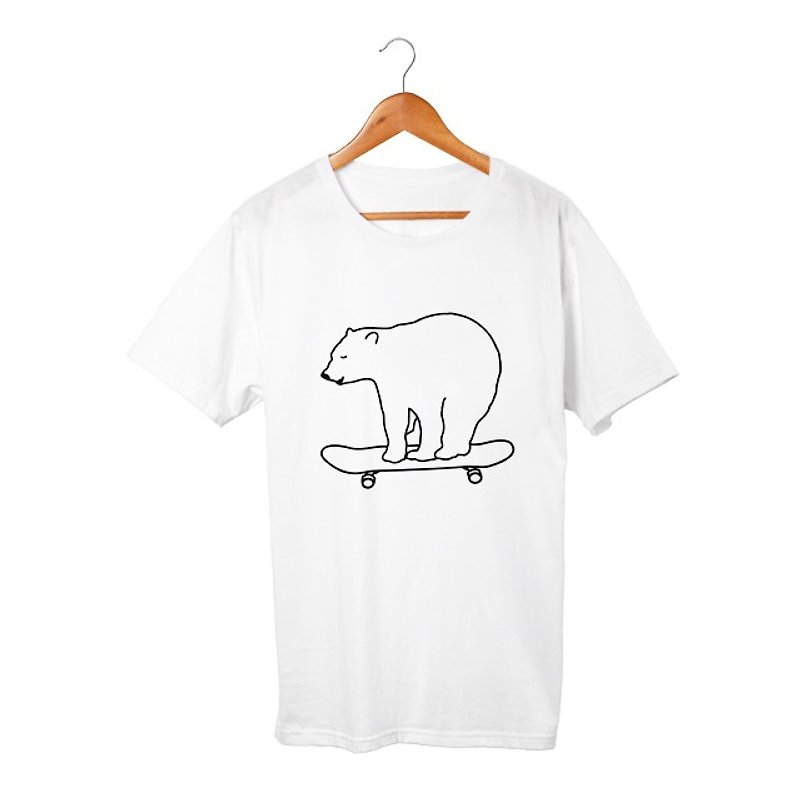 Skate Bear T-shirt - 中性连帽卫衣/T 恤 - 棉．麻 白色