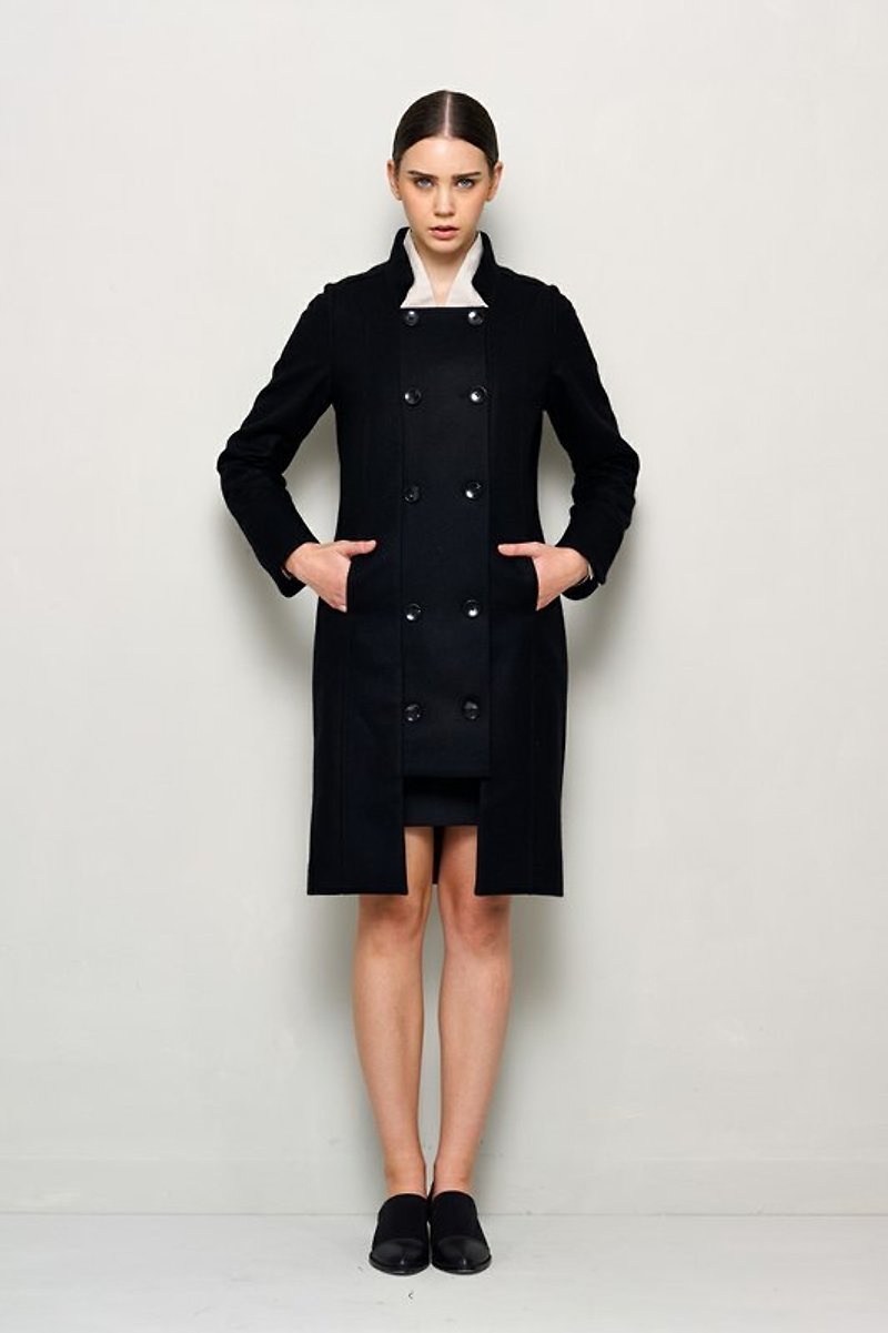 安哥拉羊毛大衣 - 女装休闲/机能外套 - 其他材质 黑色