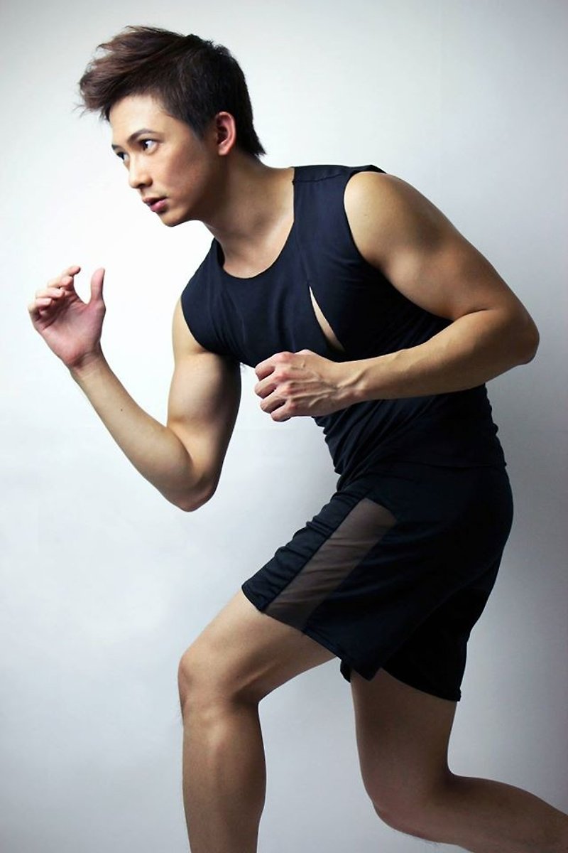 台湾设计师品牌 男装 时尚设计 休闲 运动风格 短裤 黑色 - 男士短裤 - 其他材质 黑色