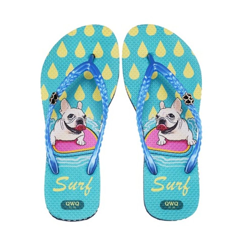 QWQ创意设计人字拖鞋-Surf-蓝【ST0401504】 - 女款休闲鞋 - 防水材质 蓝色