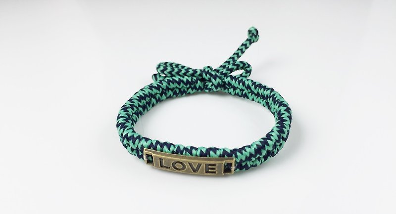 LOVE编绳系列（情人节款式）-绿黑综合色 - 手链/手环 - 其他材质 绿色