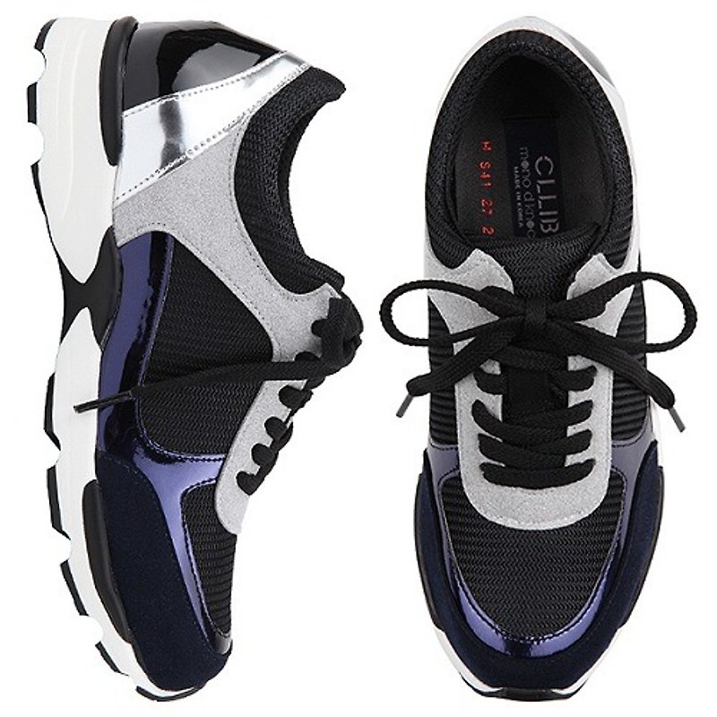 【韩国潮流】SPUR 厚鞋底的运动鞋 HS4127 BLACK - 女款运动鞋/球鞋 - 真皮 黑色