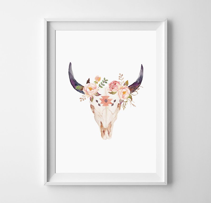 bull head (花束),可定制化 挂画 海报 - 墙贴/壁贴 - 纸 