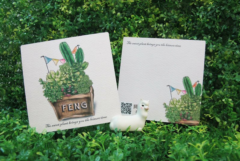 【多肉植物】小方卡 - 卡片/明信片 - 纸 绿色