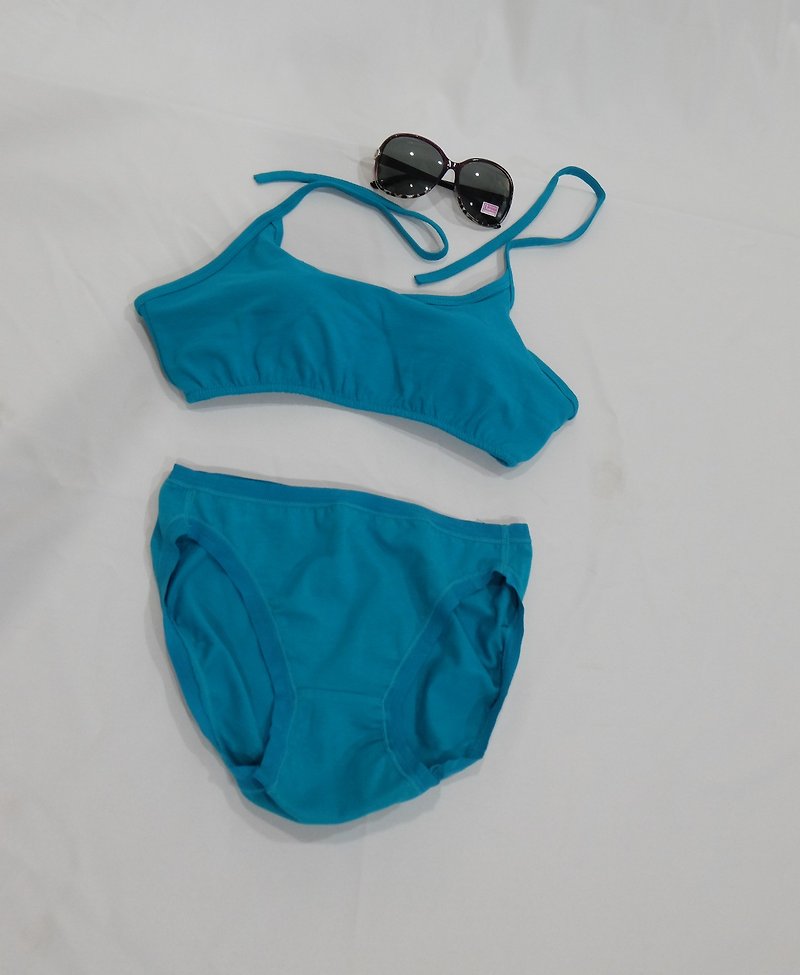 【Goody Bag 】100%有机棉绑带式比基尼内衣裤(T-Bra)+太阳眼镜组 - 女士内衣裤 - 棉．麻 红色