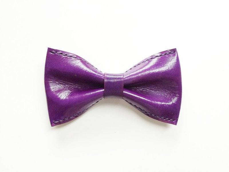 紫色皮煲呔 Bowtie - 领带/领带夹 - 真皮 紫色