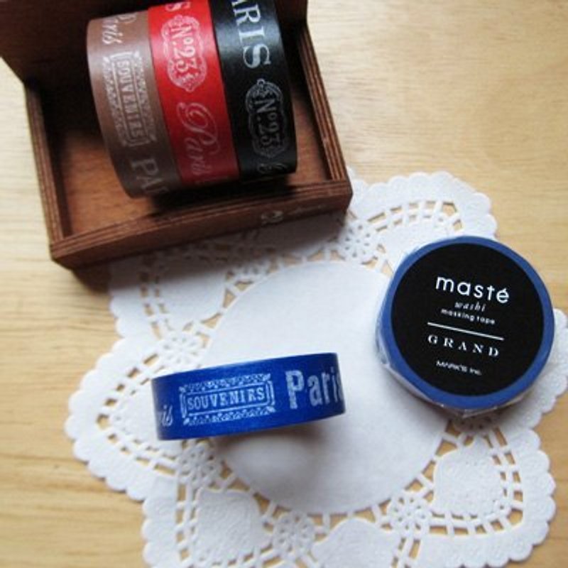 maste Masking Tape 和纸胶带【巴黎文字-蓝(MSG-MKT10-BL)】 - 纸胶带 - 纸 蓝色