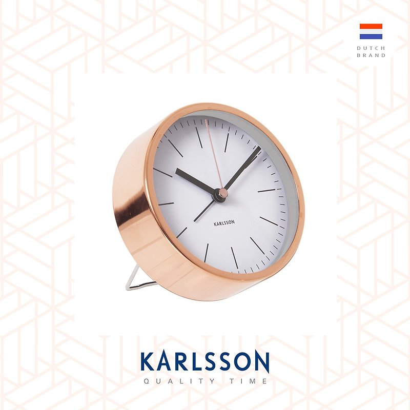 荷兰Karlsson, 玫瑰金白色Minimal系列金属闹钟 - 时钟/闹钟 - 其他金属 白色