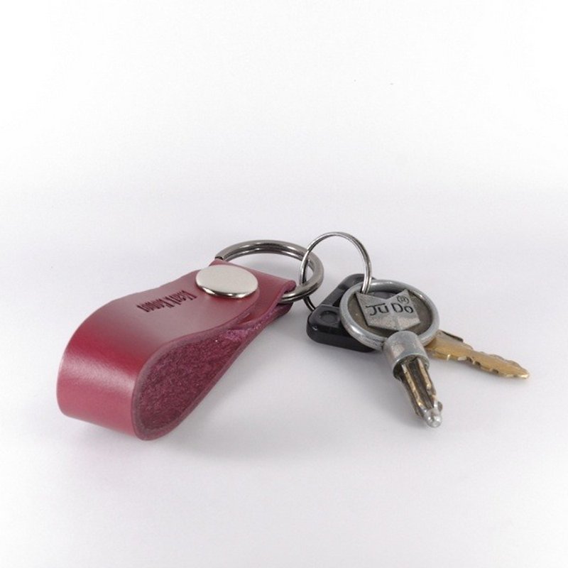 钥匙圈 真皮 皮革 长版 酒红 - 钥匙链/钥匙包 - 真皮 