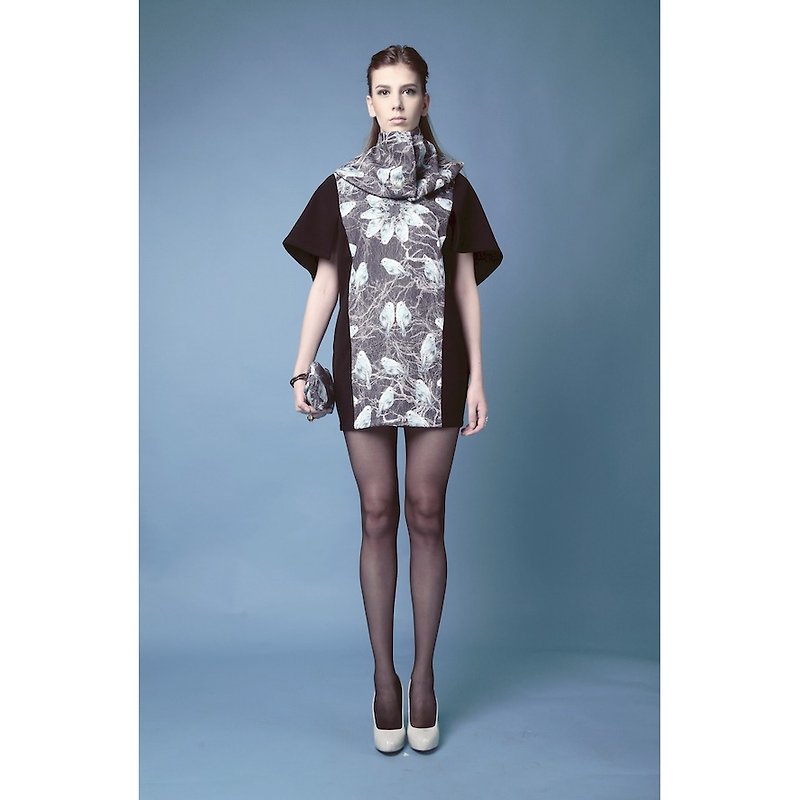 香港设计师品牌Blind by JW 印花茧形连身裙－鸟儿（Bird） - 洋装/连衣裙 - 其他材质 黑色