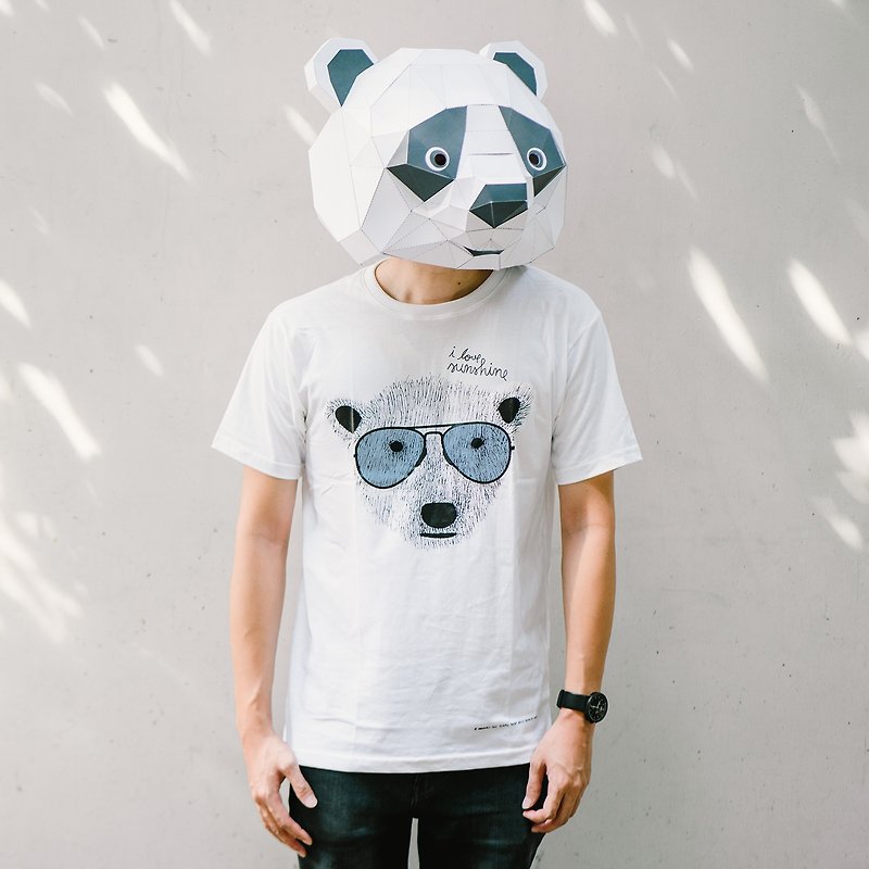 熊爱阳光 北极熊变色 T-shirt - 中性连帽卫衣/T 恤 - 棉．麻 白色