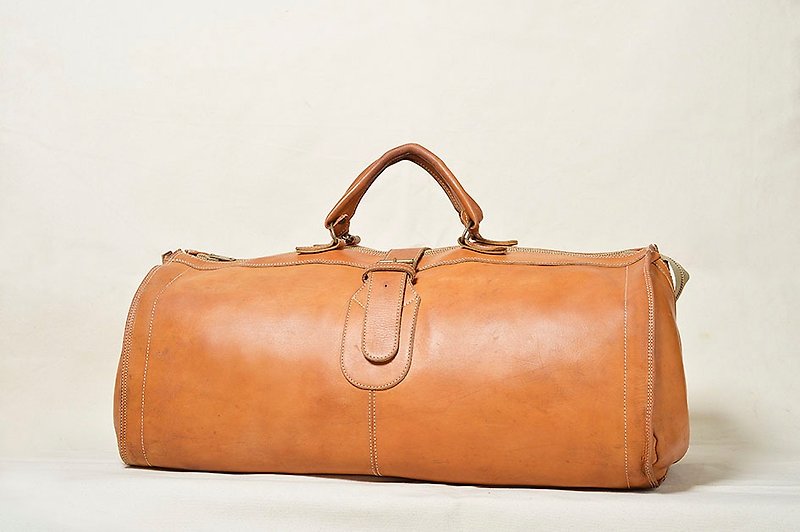 Vintage 牛皮行李袋 古董包 - 手提包/手提袋 - 真皮 咖啡色