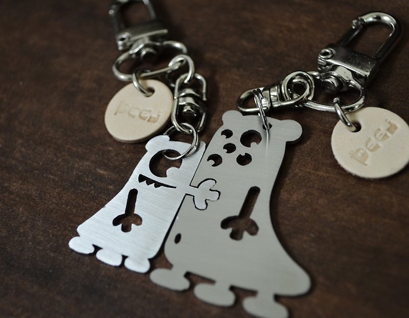 你好可爱·不锈钢吊饰 情侣  交换礼物 情人节 圣诞节 - 钥匙链/钥匙包 - 不锈钢 灰色