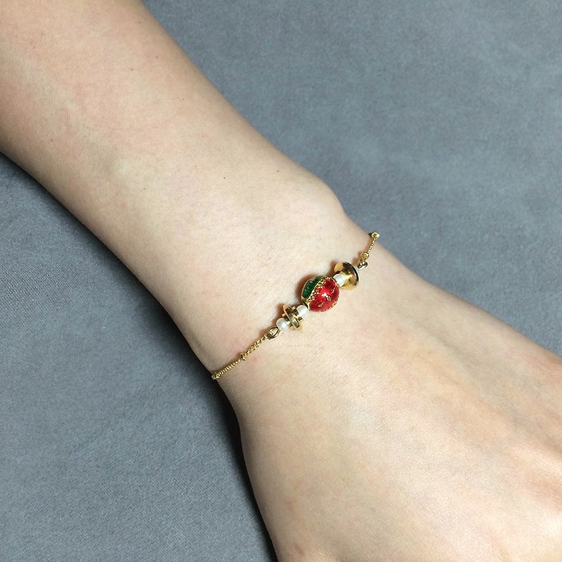 异国风彩绘圆珠细手链 - 手链/手环 - 其他金属 红色