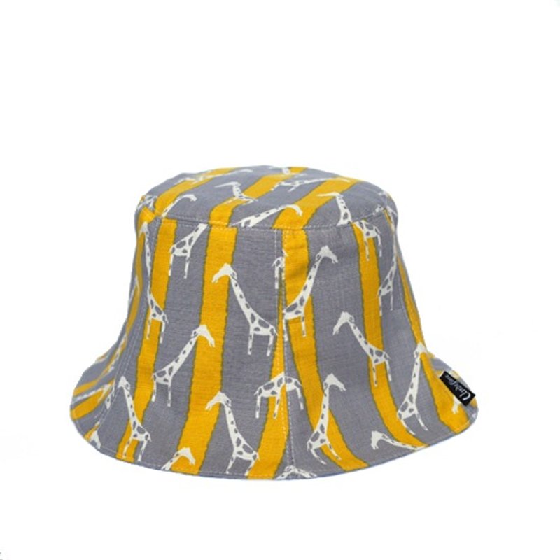 沁凉夏日条纹俏皮长颈鹿双面六片盆帽 - 帽子 - 其他材质 黄色