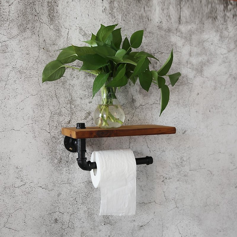 美式乡村复古水管纸巾架置物架书架卫生间浴室纸巾架 - 卫浴用品 - 木头 咖啡色