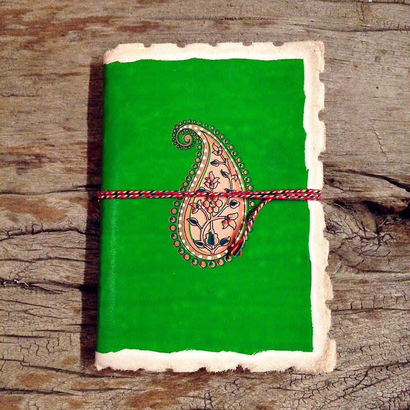 西印度Paisley腰果花皮革刷色环保手工笔记本 | Ascetic Exports - 笔记本/手帐 - 纸 绿色