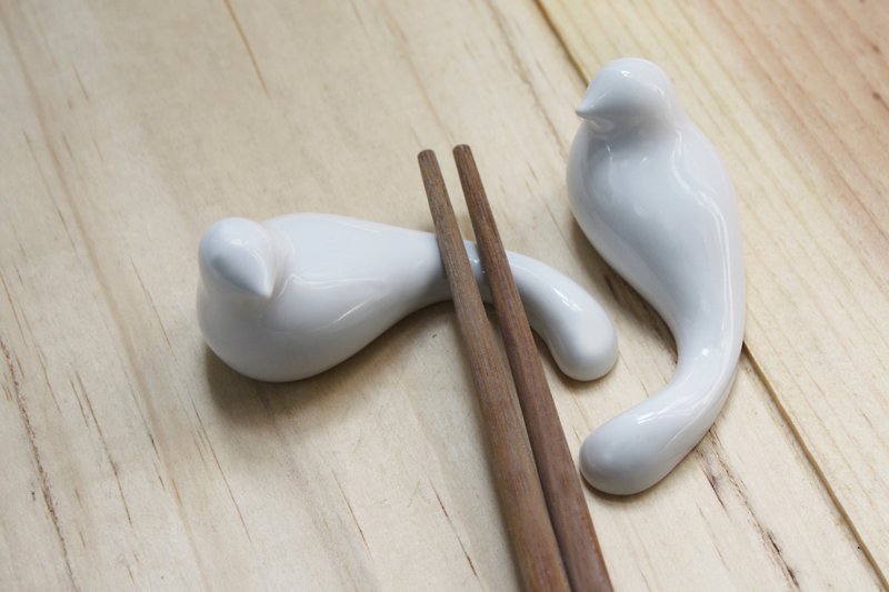 台湾蓝鹊 台湾特有种 山中精灵系列 造形 筷架 - 花瓶/陶器 - 瓷 白色