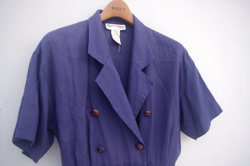 4.5studio -[R;]Restyle-深蓝棉麻风衣短袖 外套洋装 - 女装休闲/机能外套 - 其他材质 蓝色