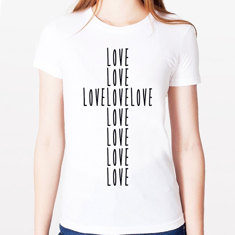 LOVE CROSS女生短袖T恤-2色 十字架 爱 设计 文字 宗教 耶稣 基督 圣母  - 女装 T 恤 - 其他材质 多色