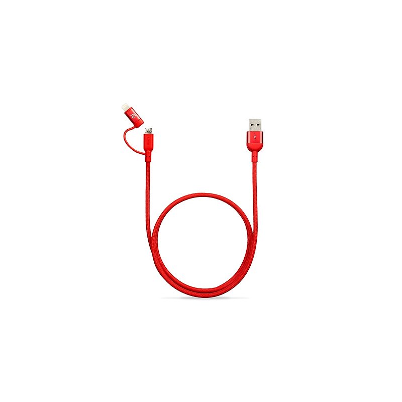 PeAk Duo 双用金属编织线 1.2M 红 - 充电宝/传输线 - 其他金属 红色