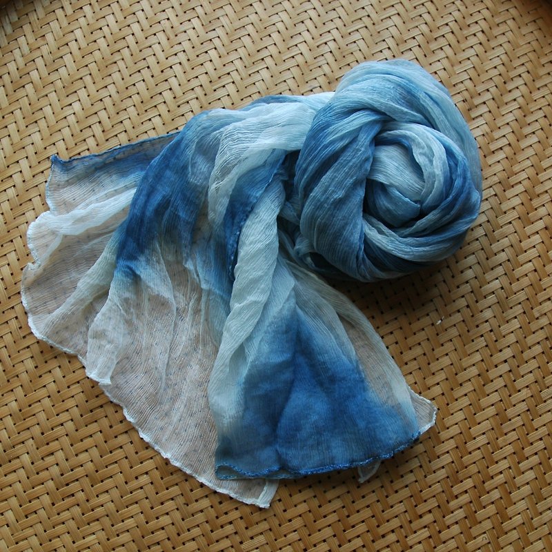 ::木木::蓝染丝巾-几何 - 丝巾 - 丝．绢 蓝色