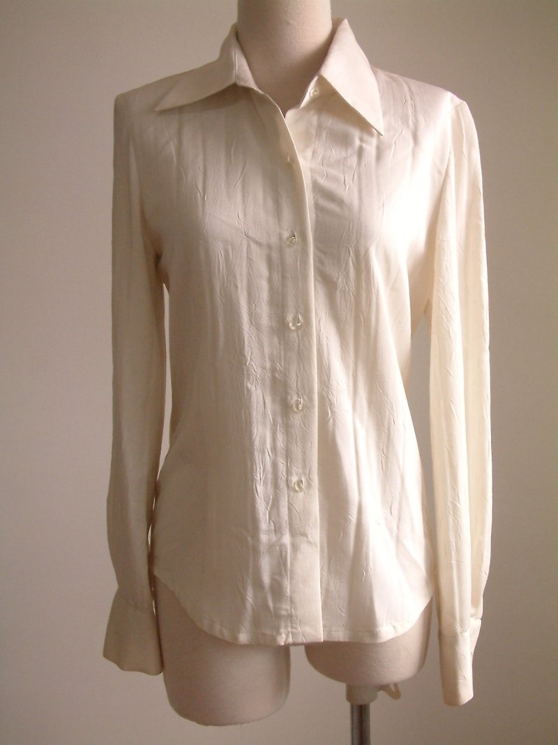 基本款长袖衬衫-米白 - 女装衬衫 - 其他材质 白色