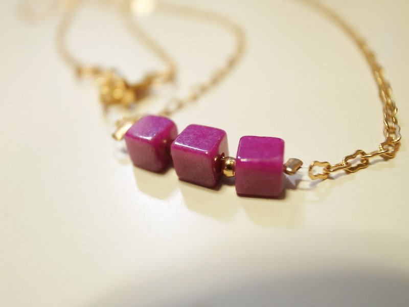 紫桃立方项链 - 耳环/耳夹 - 其他材质 紫色