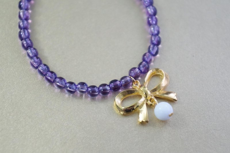 天然半宝石紫水晶手链 - 手链/手环 - 半宝石 紫色