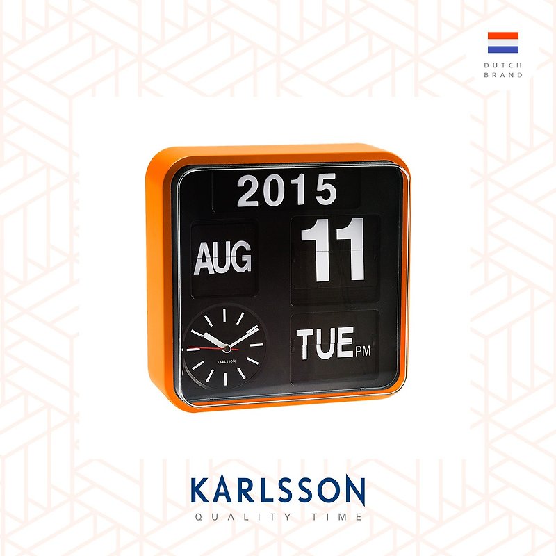 荷兰Karlsson 24.5cm Flip wall/table clock Orange/Black - 时钟/闹钟 - 塑料 橘色