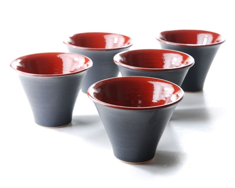 暮暮 红绘黑釉酒杯组 - 茶具/茶杯 - 其他材质 黑色
