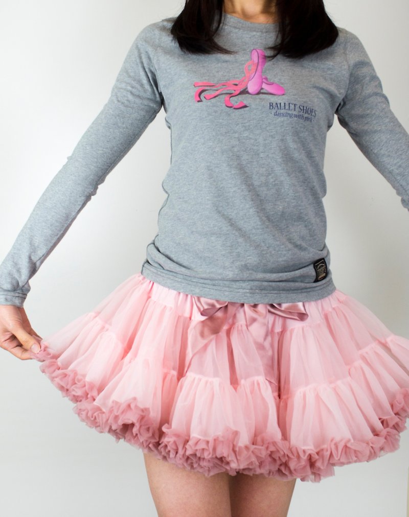 原创插画 长袖 T - 粉红芭蕾  图索创意 修身剪裁 显瘦 百搭 秋装 - 女装上衣 - 棉．麻 灰色