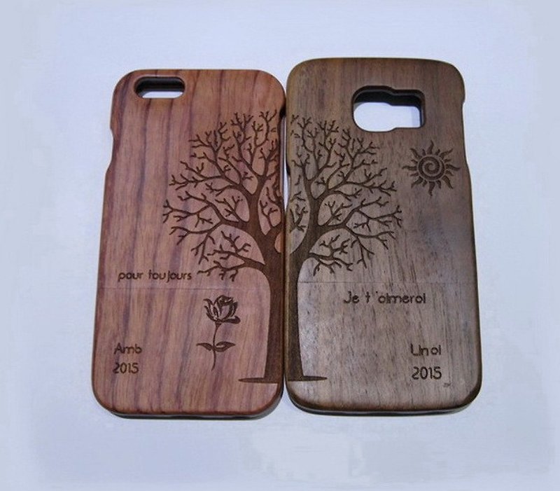 【客製】iPhone系列木質手機殼 免費客制 情侶手機殼 大樹之歌 - 手机壳/手机套 - 木头 