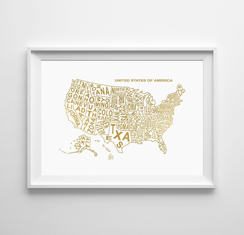 USA MAP  可定制化 挂画 海报 - 墙贴/壁贴 - 纸 