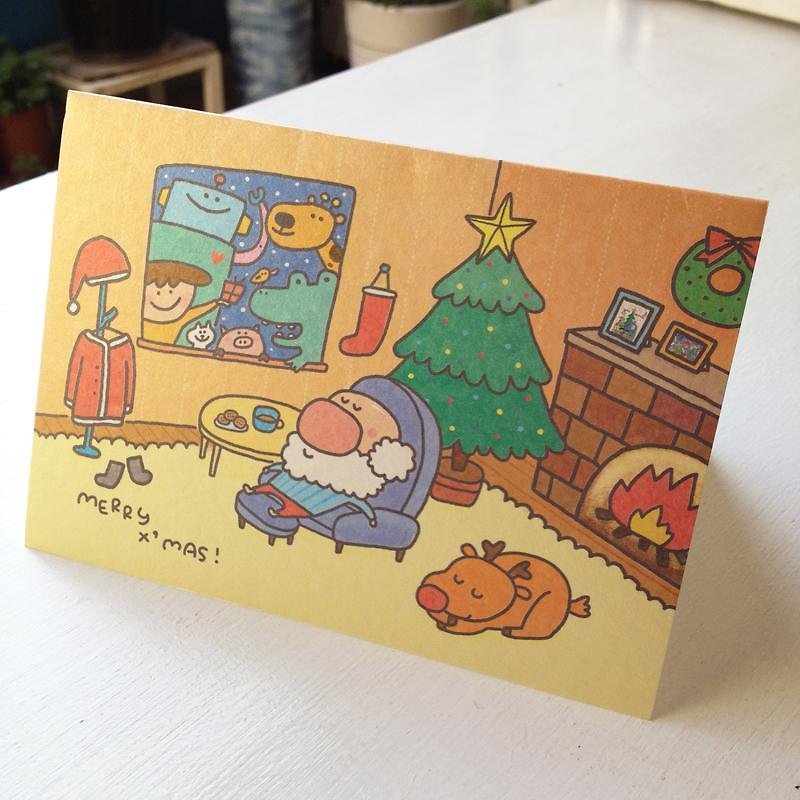 P714 圣诞卡-圣诞老人休息中 - 卡片/明信片 - 纸 橘色