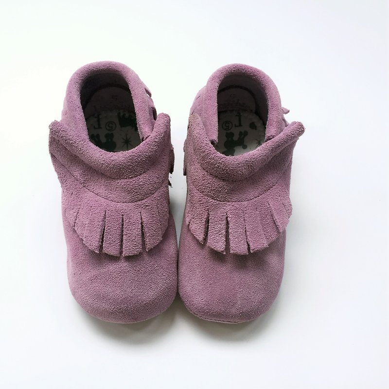 日安朵朵 / 美国原装 FMC真皮麂皮宝宝童鞋 - 浅紫莫卡辛 弥月礼 满月 周岁 - 童装鞋 - 真皮 紫色