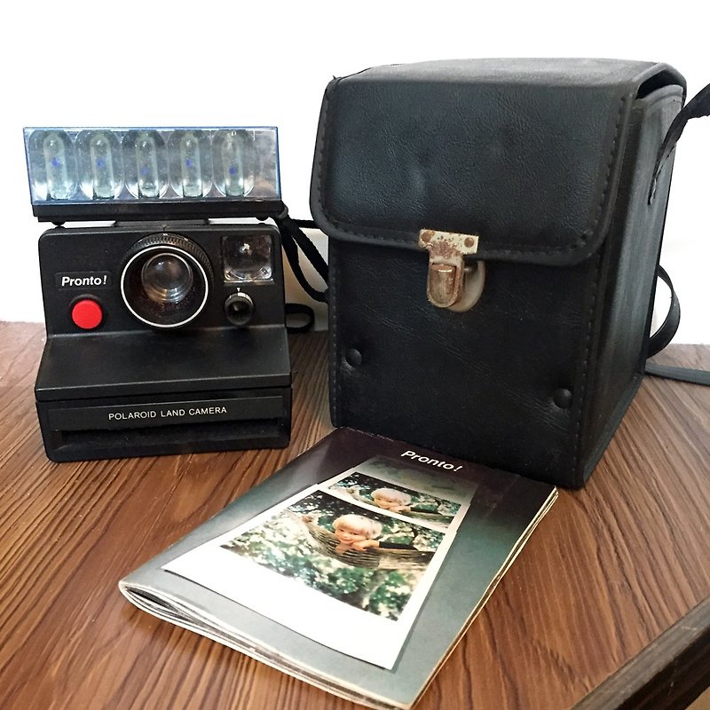 80年代Polaroid Pronto 拍立得相机＋皮箱闪光灯 原厂说明书 - 相机 - 其他材质 黑色