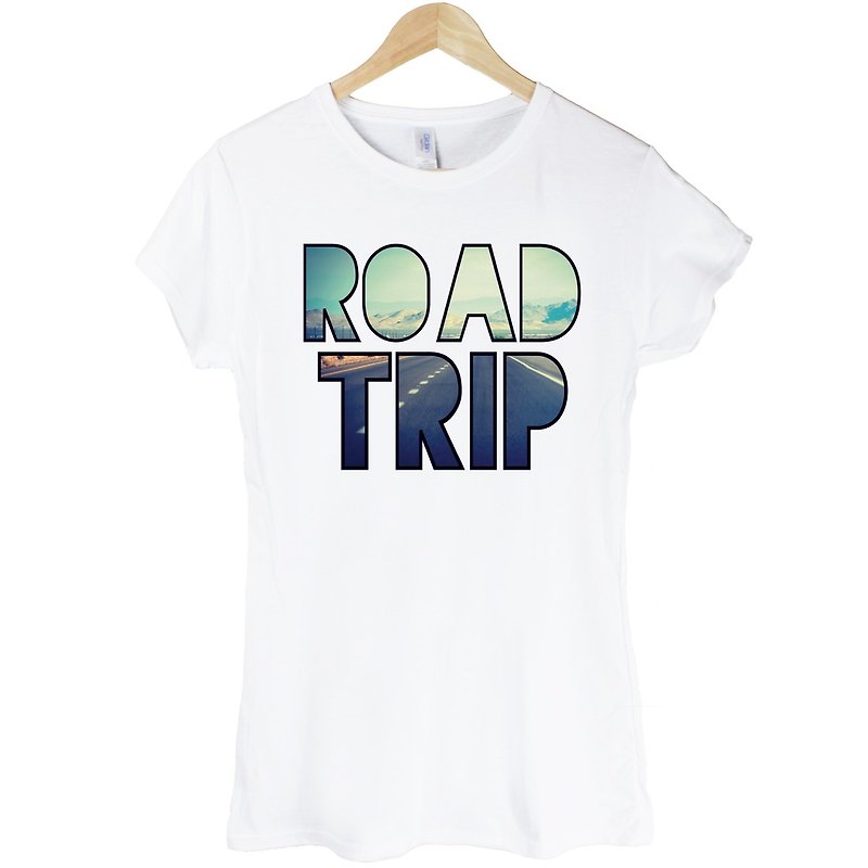 ROAD TRIP女生短袖T恤-白色 旅行 摄影 照片 LOMO 年轻 生活 文青 时尚 设计 自创 品牌 时髦 - 女装 T 恤 - 棉．麻 白色