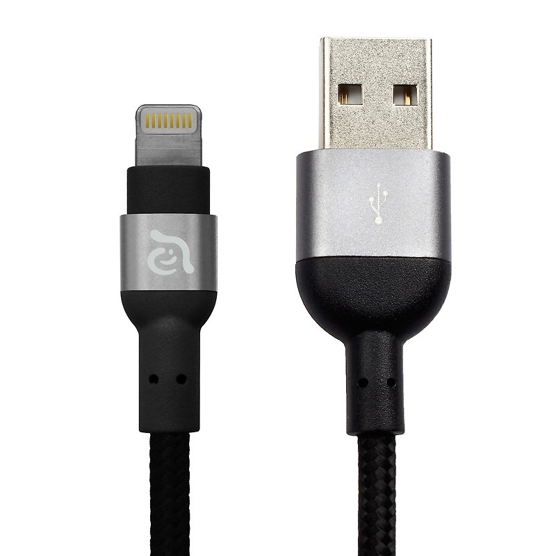 PeAk II Lightning - USB 金属编织传输线 1.2M 灰 - 充电宝/传输线 - 其他金属 黑色