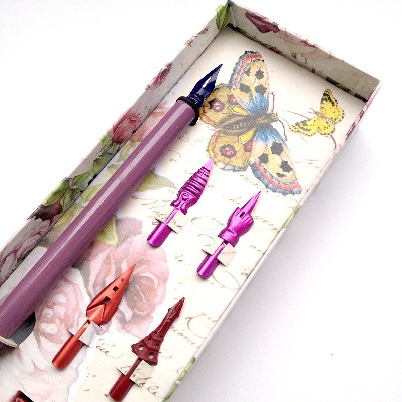 ROSE/0016 意大利玫瑰木杆沾水笔礼盒 | Francesco Rubinato - 蘸水笔 - 木头 粉红色