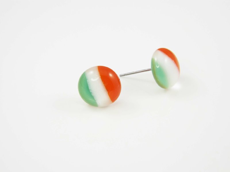 国旗系列琉璃耳环-意大利 - 耳环/耳夹 - 玻璃 